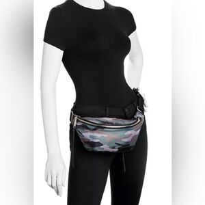 Rebecca Minkoff Green Black Camo Fanny Pack Belt Bag Gym Vacation Theme  Park Ba